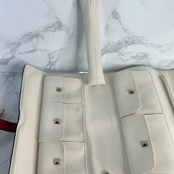 Valentino Garavani Red travel Jewelry Clutch with Silver Studs - Picture 12 of 16